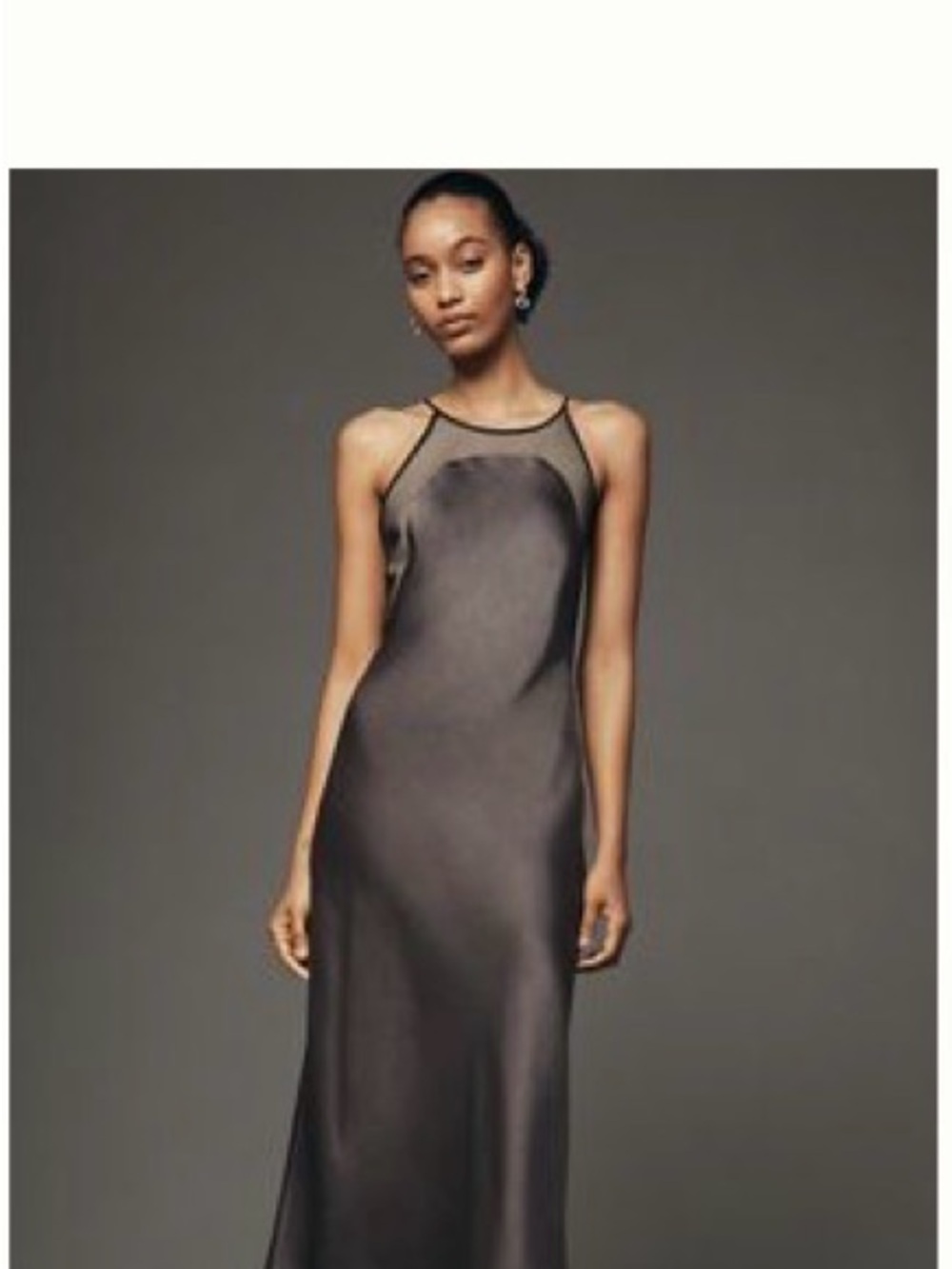 Anthropologie Satin Slip Dress - Brown/Black Medium